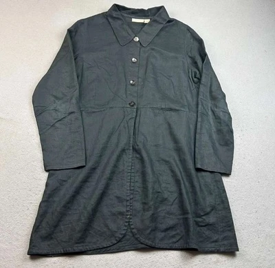 J Jill Jacket Womens 12T Black Linen Button Up Long Sleeves Collared Lightweight - Image 1 of 4
