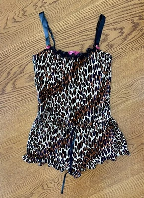 Betsey Johnson Intimates Romper Cheetah Vintage Sleepwear Large - Image 1 of 4