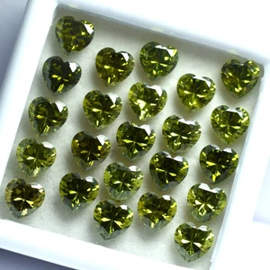 CERTIFIED 9 PCS Natural Green Sapphire Heart Cut Loose Gemstone Lot 6x6 MM-W - Picture 1 of 10