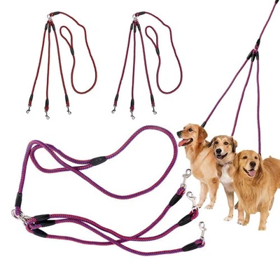 3 Way Dog Coupler Leash Nylon Pet Leash Lead Double For Walking 3 Dogs US - Image 1 of 4