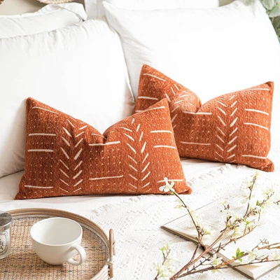 Brick Red Decorative Lumbar Throw 20" x 12" (Pack of 2),  - Image 1 of 4