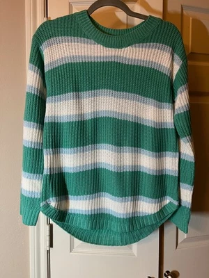 Suéter a Rayas Junior's SO De Gran Tamaño Verde Azul Blanco - Talla Pequeña Foto 1 de 2