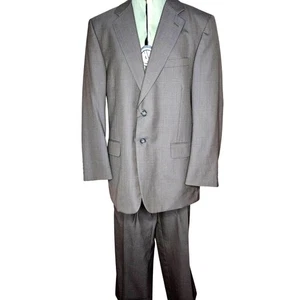 Men's Jeffery Banks 100% wool dark preppy academia micro herringbone print suit - Picture 1 of 22