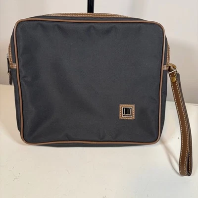 Dunhill Black Nylon Leather Trimmed Clutch Pouch Wristlet Bag with COA - image 1 of 2