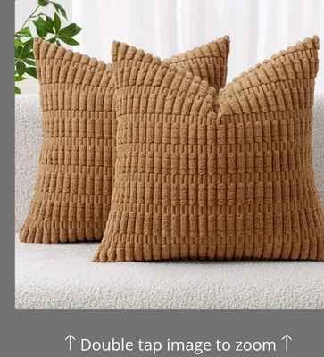 Tan Light Coffee Throw Pillow Covers/ Pillowcases 18x18 Textured Zip Enclosure 2 - Image 1 of 4