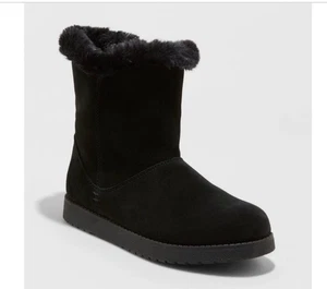 Damen S Winter kuschelig warm mittel Lammfell Stil flauschige Stiefel-schwarz Größe 6 - Bild 1 von 9