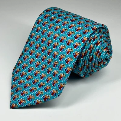 Gravata masculina de seda Vineyard Vines estampa geométrica colorida coquetéis rum soco - Imagem 1 de 4