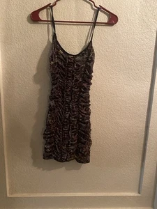 Urban Outfitter Dress Black Floral Print BodyCon Strapless Small Mini DANCE CLUB - Picture 1 of 3