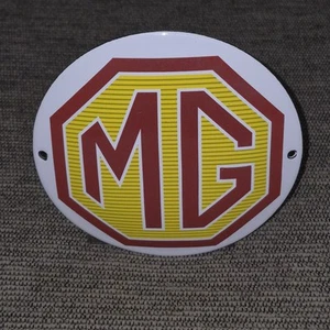 MG BRITISH CAR PORCELAIN DOOR ENAMEL GARAGE SIGN ROUND 12cm / 4.75" - Picture 1 of 4