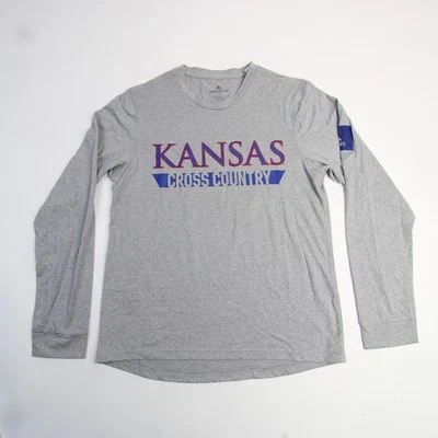 Kansas Jayhawks adidas Climalite Long Sleeve Shirt Men's Gray New - Image 1 of 4