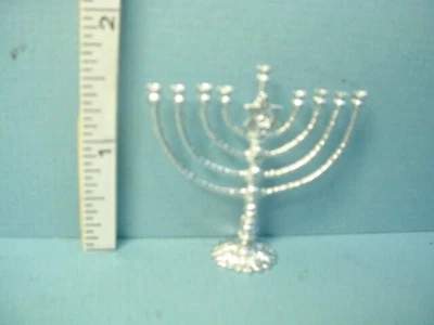Menorá miniatura #2501 Silvertone Island artesanías escala 1/12 Foto 1 de 3