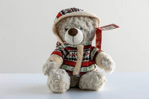 British Plush Teddy Bear Red Sweater Hoodie from London Heathrow "Ginger" NWT - Picture 1 of 7