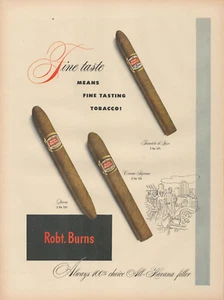 1948 Robt. Burns Zigarren Fine Taste Mean Fine Tobacco Corona Supreme Print Ad - Bild 1 von 1