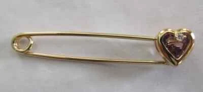 Broche vintage de diamantes y amatistas de oro de 14 quilates de 2,20 gramos Foto 1 de 4