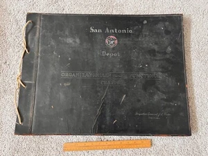 Texas "San Antonio Depot" HUGE Leather Chart Book WWII General Porter NEAT!!! - Picture 1 of 6