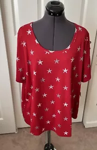 CROFT & BARROW Red White Starfish Crew Neck Short Sleeve T-Shirt Top 2X NWT - Picture 1 of 6