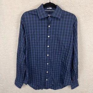 Peter Millar Shirt Men’s L Blue Plaid Button Up Long Sleeve - Picture 1 of 10