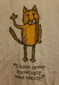 T-Shirt "Ich habe nie wissentlich Katzenminze benutzt" Gildan Unisex weiß Katze Größe L - Bild 1 von 2