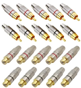 ✅ RCA Stecker Buchse Rot Schwarz Audio Hifi vergoldet Cinch Metallgehäuse Chinch - Bild 1 von 15