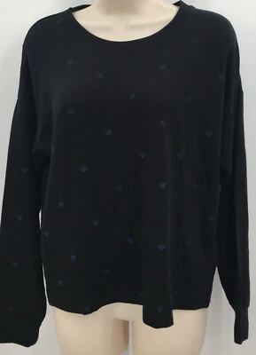 Espléndida Sudadera Mujer Bordada Corazón Manga Larga Negra Azul S NUEVA CON ETIQUETAS AA4-10 Foto 1 de 4