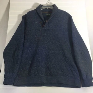 ORVIS Quilted Pullover Mens Large Blue Mechanics Shawl Collar Two Button Closure - Picture 1 of 11