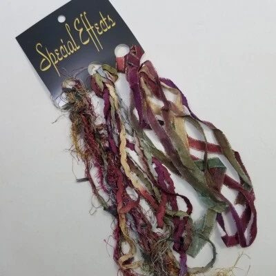 Embroidery Embellishment Set 7mm Ribbon Braid Trim & Eyelash Maroon Gold Green - Image 1 of 3