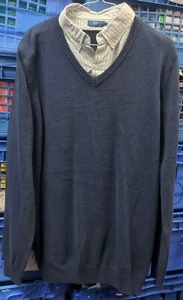 Cotton Traders angedeuteter Pullover mit V-Ausschnitt, Farbe Midnight, Größe Large, brandneu - Bild 1 von 3