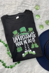 Youth St. Patrick’s Day Shirt Black Leprechauns Made Me Do It Size L - Picture 1 of 1