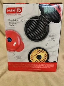 Dash Mini Maker Grill Red 4” Non-Stick Cooking Surface 350 Watts NEW IN BOX - Picture 1 of 4