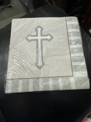 Devotion 3-Ply  Napkins Lunch Paper 16 Per Pack Silver Religious New!! - Image 1 of 2