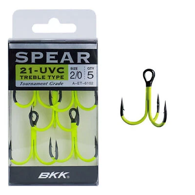 BKK Spear 21 UVC Treble Hooks UVC Yellow Coated Fishing Hook