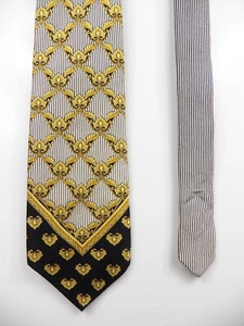 GIANNI VERSACE MENS 100% SILK TIE VINTAGE RARE BAROQUE GOLD BLACK MADE IN SPAIN - Bild 1 von 9