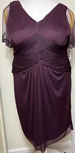 NWT Adrianna Papell Women Sz 22 Burgundy Sleeveless Sequin Shirred Knee Dress - Picture 1 of 8