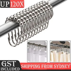 UP 120X Shower Curtain Rings Hooks Rustproof Stainless Steel For Bathroom Shower - Picture 1 of 12