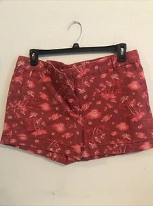 Joe Fresh 100% Cotton Tropical Print Red Denim Shorts Size 14 Ret$29(tw-260) - Picture 1 of 5