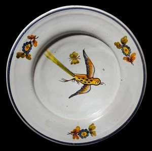 LATE 18TH-EARLY 19TH C ANTIQUE FRENCH QUIMPER HAND DEC. FIGURATIVE CERAMIC BOWL - Picture 1 of 12