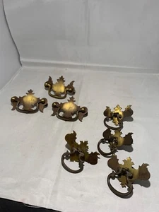 7 vintage Brass drawer pulls 3” and 2.5” wide - Picture 1 of 7