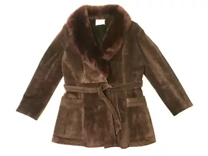 Vintage 1970s AMC Argentina Boho Mod Patchwork Suede Leather & Faux Fur Coat - L - Picture 1 of 12