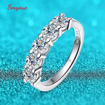 White Gold Sterling Silver Zircon Ring 4mm Diamond Match Wedding Women Jewelry - Image 1 of 4