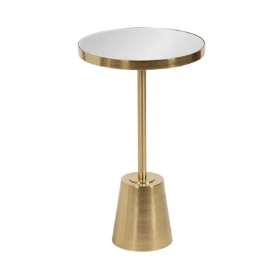 Tira Elegant Round Mirrored Side Table, 14 x 14 x 24, Gold, Modern Glam Circl... - Image 1 of 4