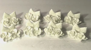 Juego de 8 Portatarjetas Coalport Bone China Marfil Floral Colocar Inglaterra - Imagen 1 de 3