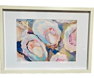 Colourful Oysters Canvas Framed Poster Print Beach Kitchen Bar Art Modern Decor - Picture 1 of 7