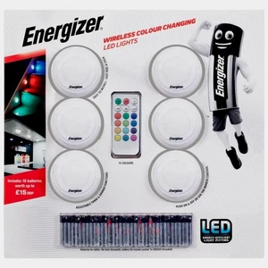 Energizer 6 Wireless RGB Colour Changing LED Lights Batteries Remote Controlled - Picture 1 of 1