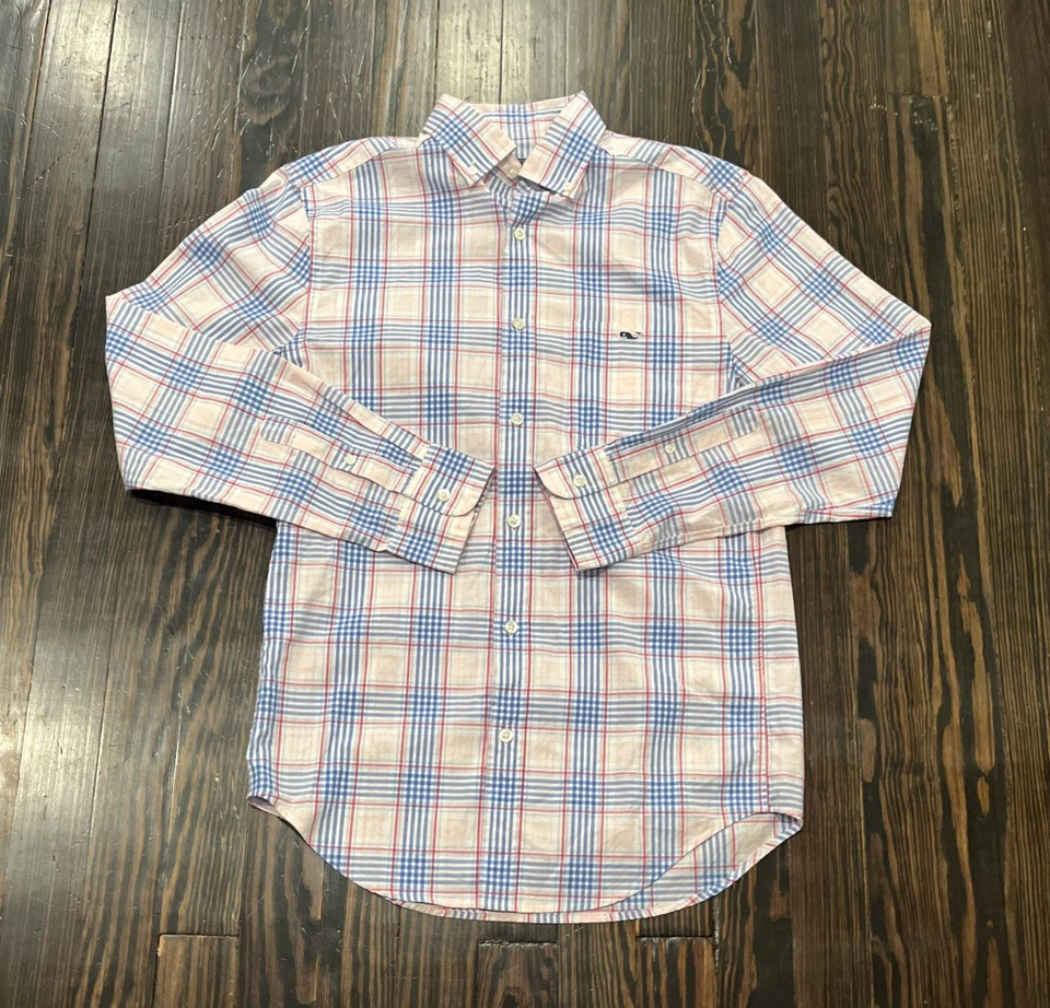 Camisa Tucker Vineyard Vines Calce Clásico Para Hombre XS Cuadros Azul Rosa Algodón  Foto 1 de 4