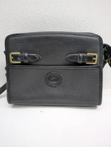 Vintage Dooney & Bourke schwarz Leder genarbt Tasche Umhängetasche Handtasche 9,5" x 10" - Bild 1 von 15