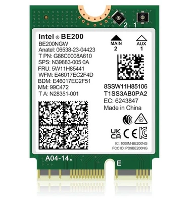 Intel BE200 Wi-Fi 7 Tri-Band BT5.4 M.2 2230 Network Card (w/ external Antenna) - Image 1 of 4
