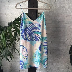 Lilly Pulitzer Palm Exotic Garden Print “Lela” Silk V Neck Slip Dress Size M - Picture 1 of 6