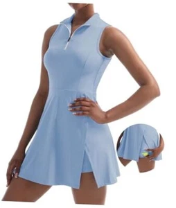 Womens Tennis Dress Golf Dress Workout Dress with Shorts and Medium Light Blue - Picture 1 of 6