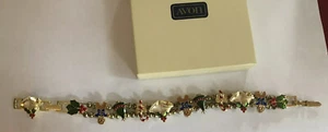 New Vtg Avon Christmas Tree Charms Bracelet Enameled Goldplated - Picture 1 of 5