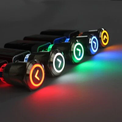 KITZME 19mm Arrow L Type Momentary Push Button LED Latching Car Waterproof Illuminated